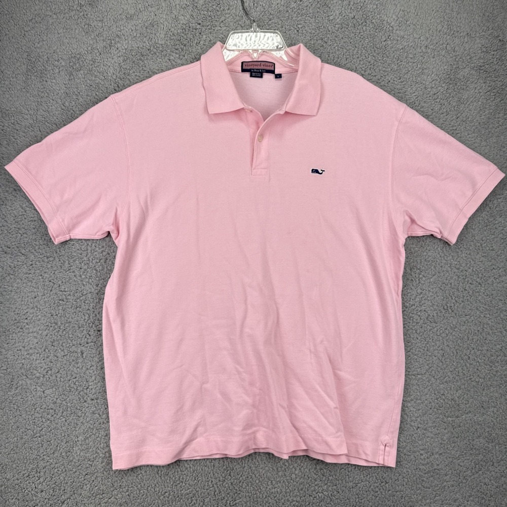 VINEYARD VINES Mens Polo Golf Shirt Large Pink Cotton Whale Shep & Ian Casual